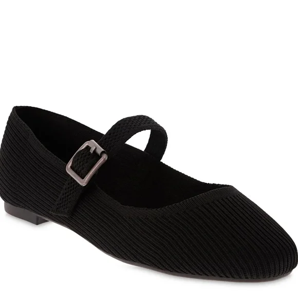 Mia Women's Black Mary Jane Ribbed Knit Comfortable Flats Size 7.5 - Picture 4 of 8